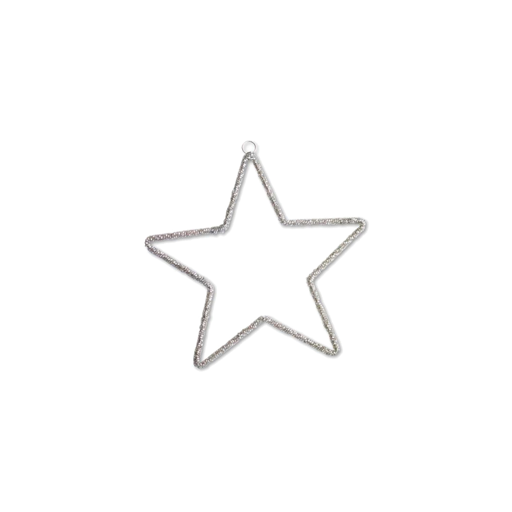 Small Silver Wire Star Hanging Decoration