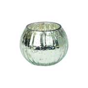 Antique Silver Mercury Glass Globe Tea Light Holder