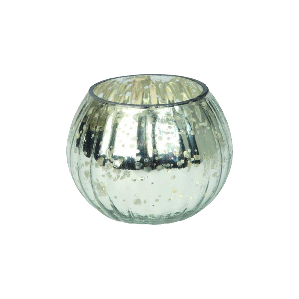 Antique Silver Mercury Glass Globe Tea Light Holder