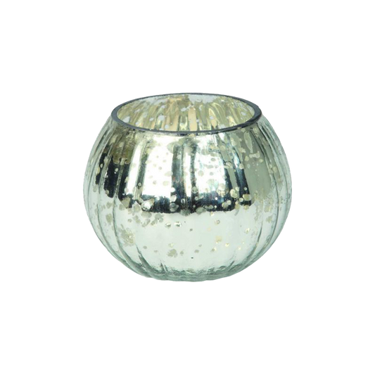 Antique Silver Mercury Glass Globe Tea Light Holder