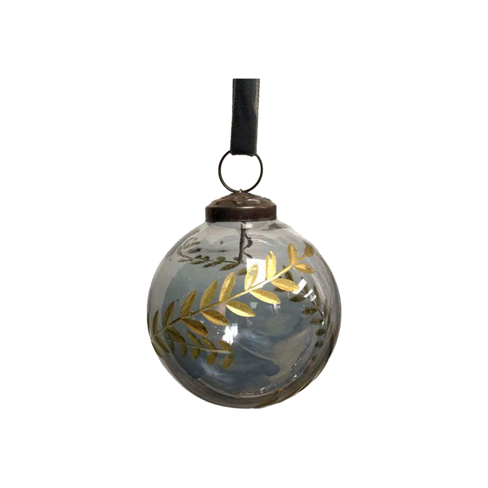 Antique Blue Lustre Glass Bauble