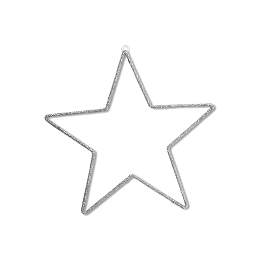 Medium Silver Wire Star Hanging Decoration