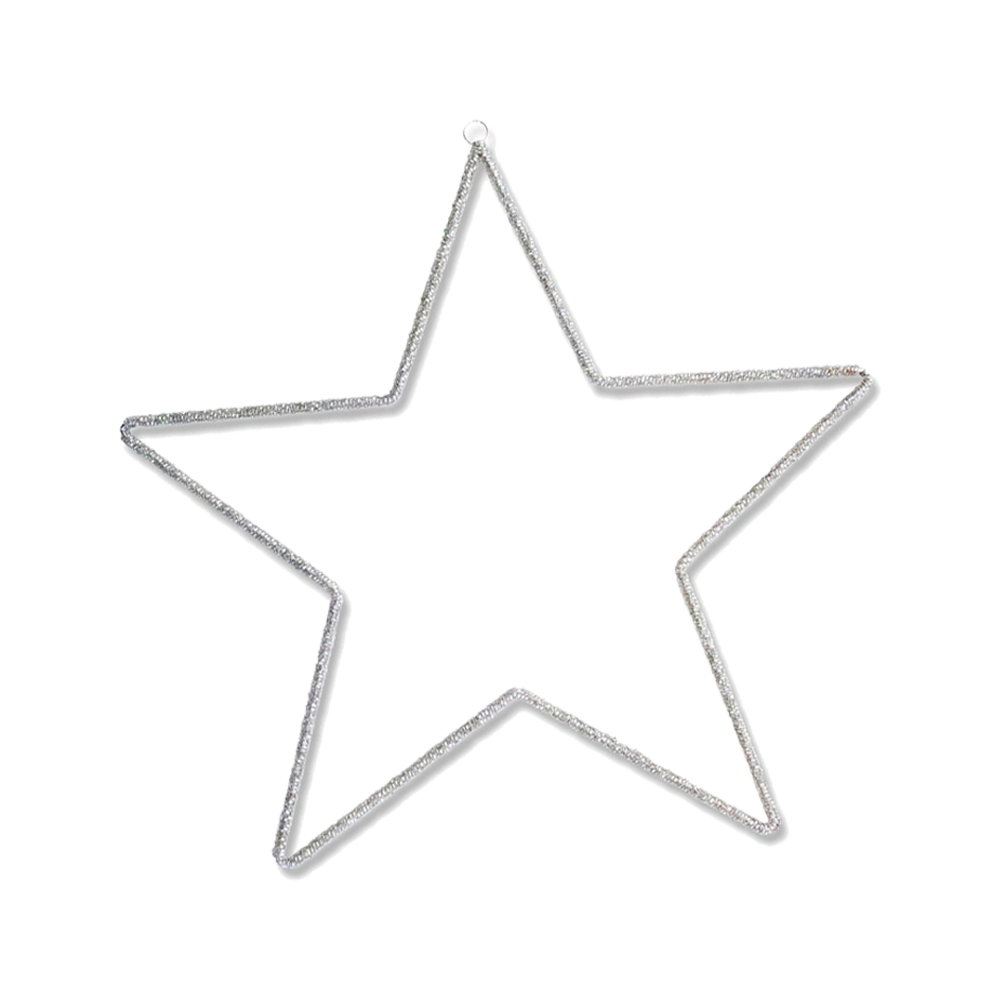 Large Silver Wire Star Hanging Decoration