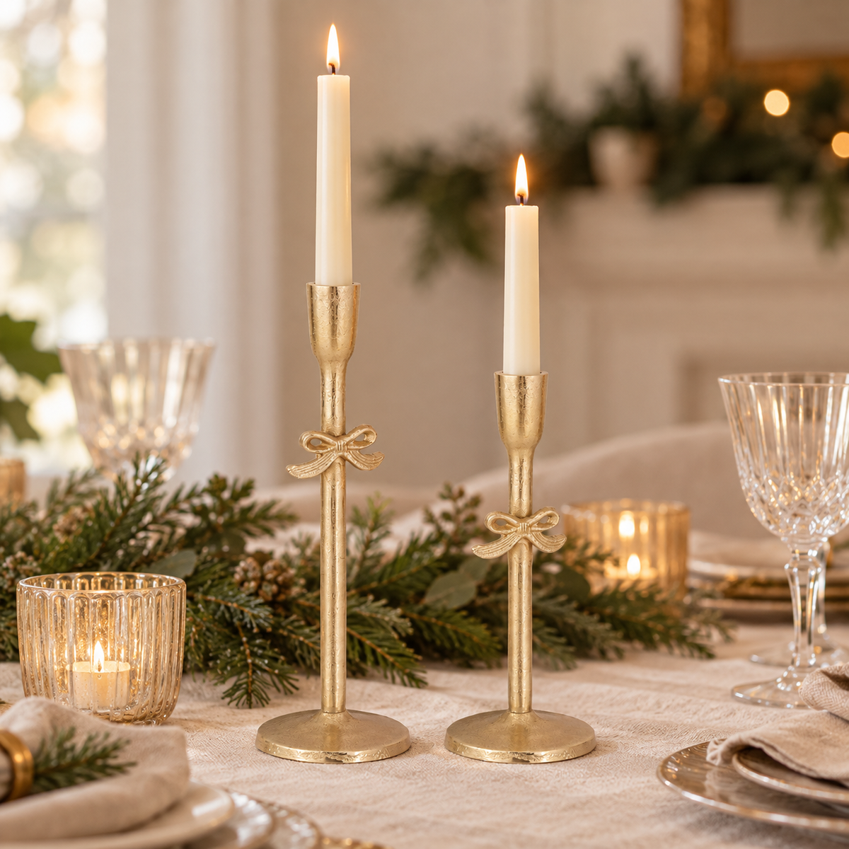 Champagne Bow Candle Holder  | 30 cm