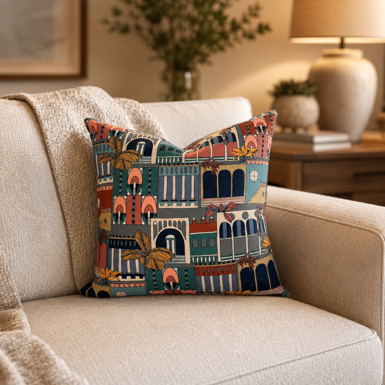 Terraza Teal Cushion