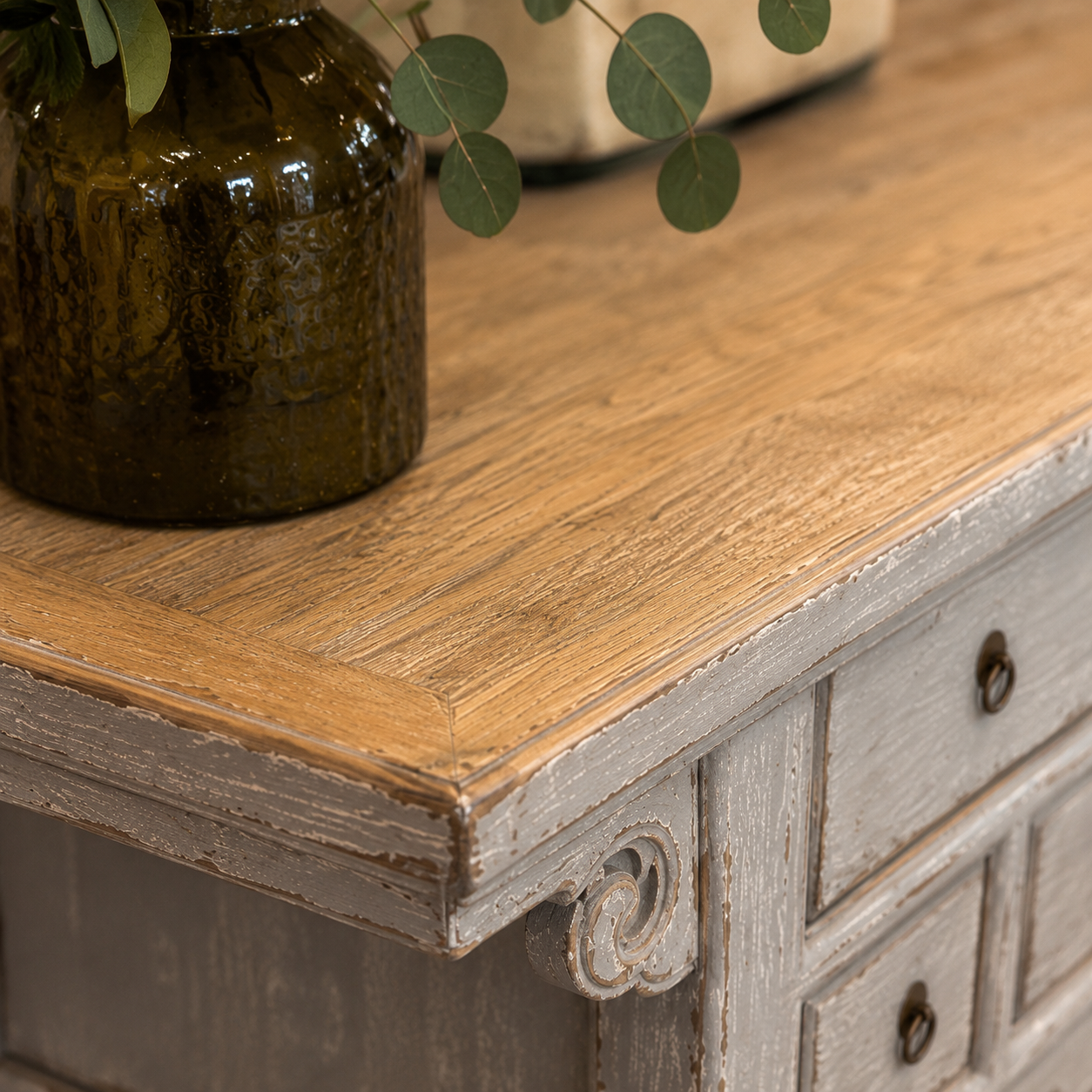 Reclaimed 9 Drawer Grey Console