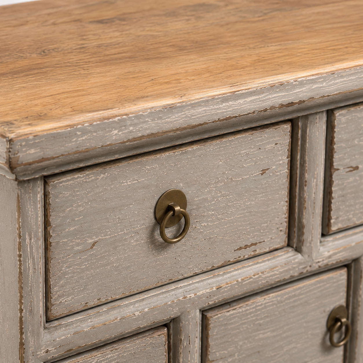 Reclaimed 9 Drawer Grey Console