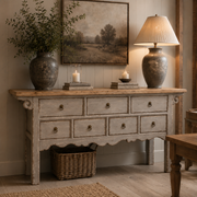 Reclaimed 9 Drawer Grey Console