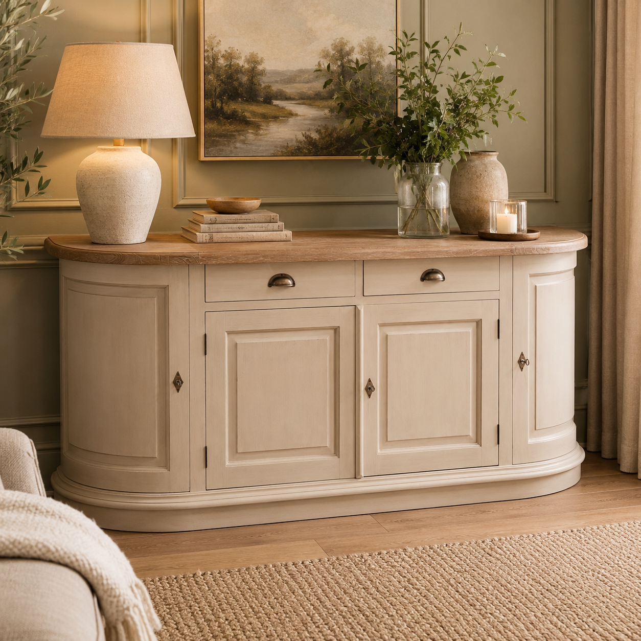 Putty Curved Sideboard