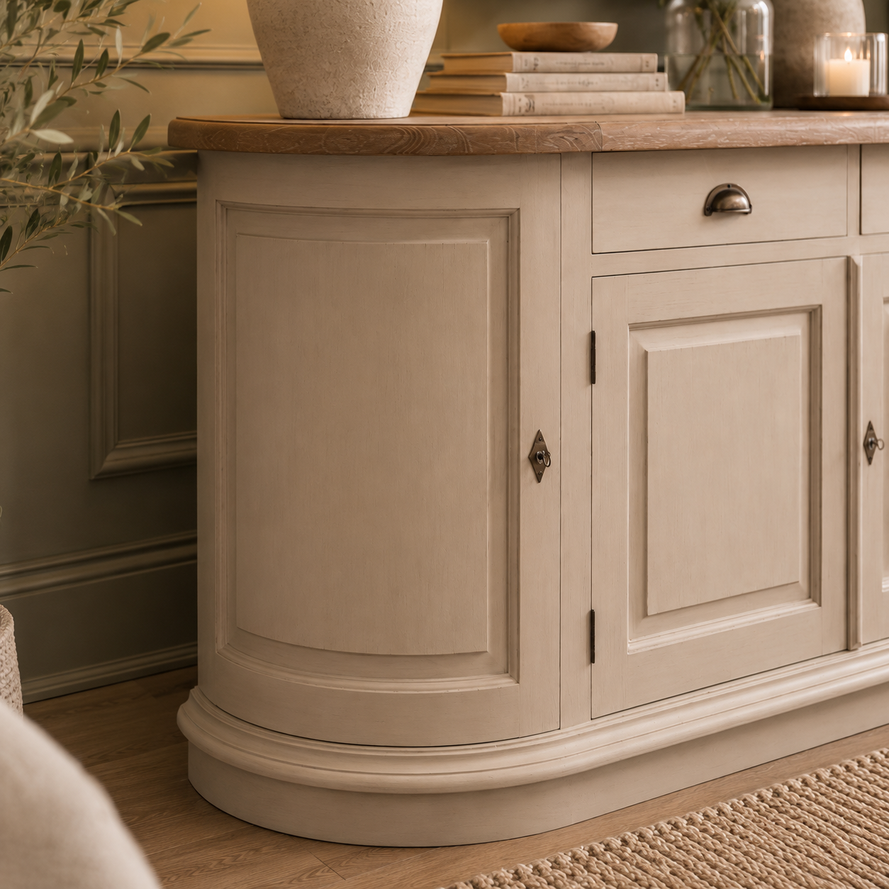 Putty Curved Sideboard