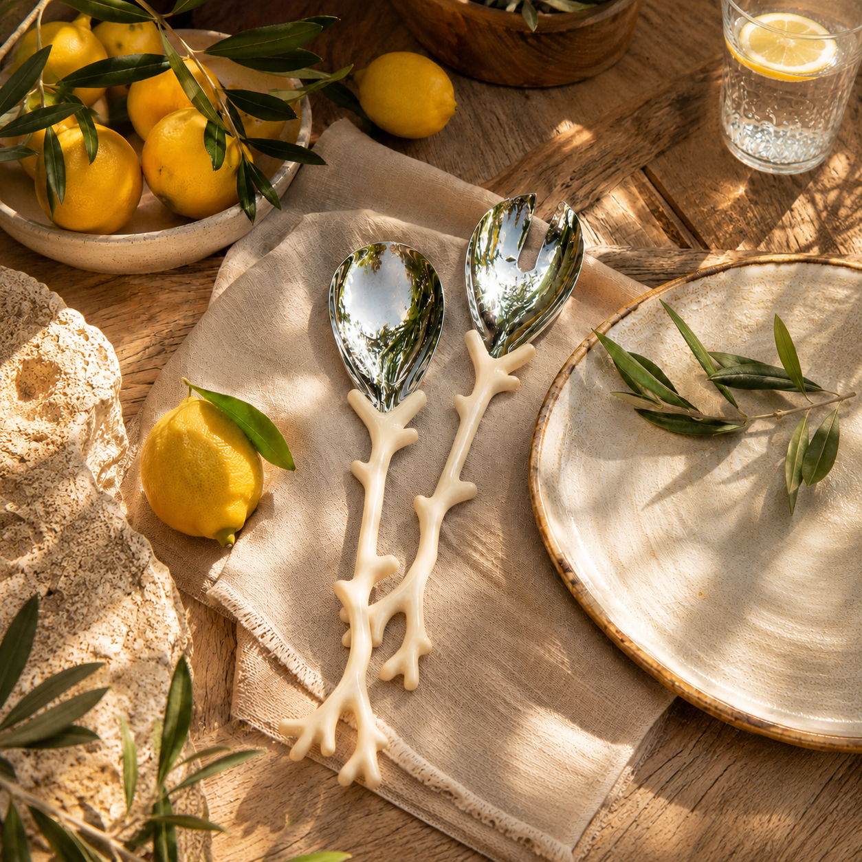 Cream Coral  | Salad Servers