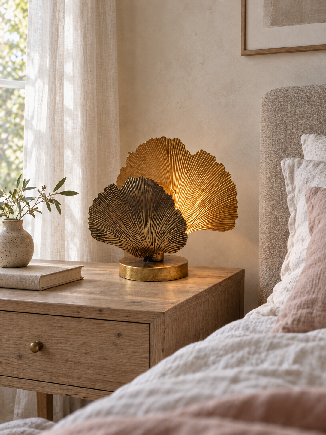 Golden Coral Gingko Lamp