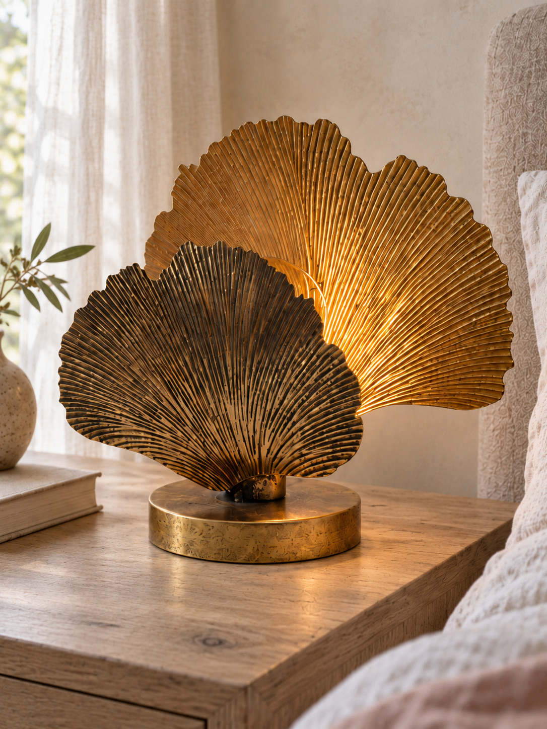 Golden Coral Gingko Lamp