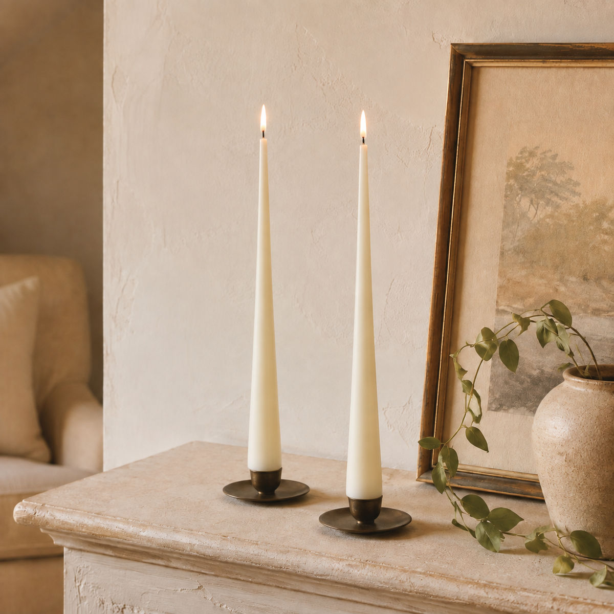 LED Cone Candle Cream 28cm