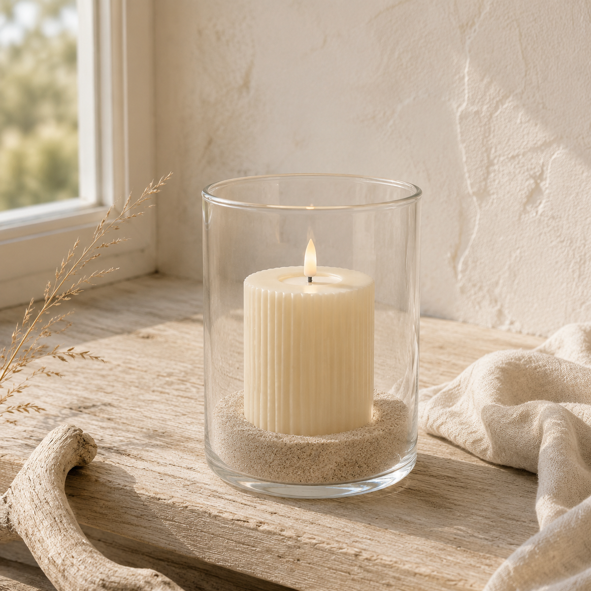 LED Shape Stripe Candle Cream 10cm