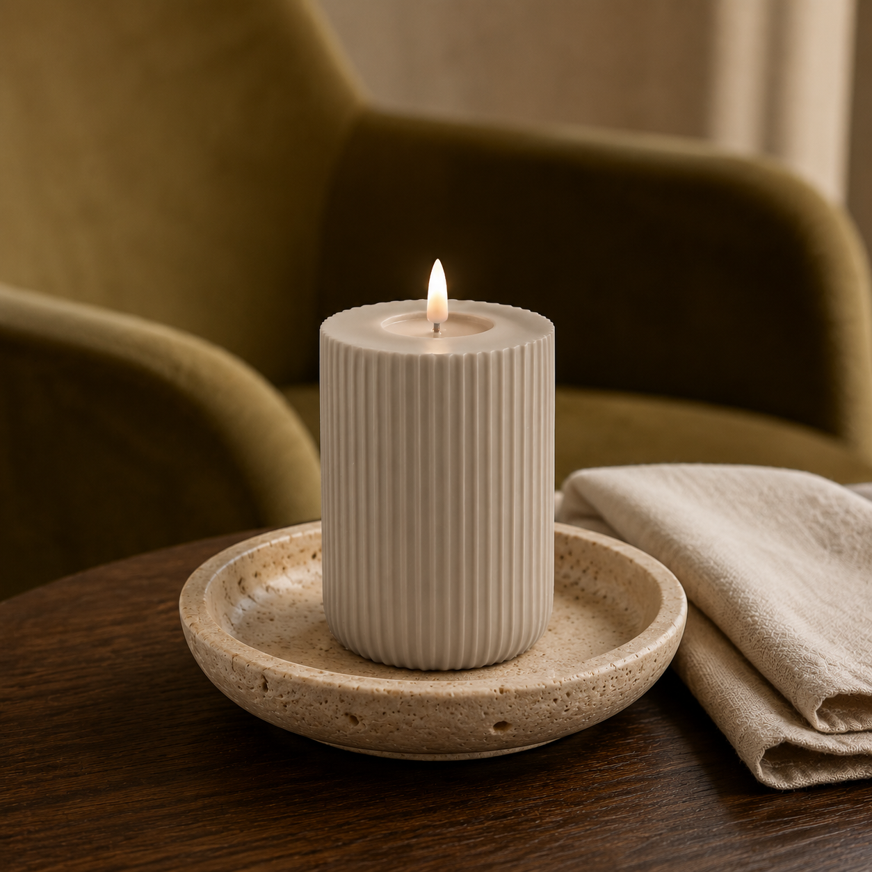 LED Shape Stripe Candle Sand 10cm