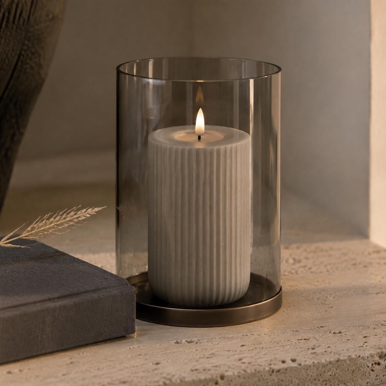 LED Shape Stripe Candle Sand 12.5cm