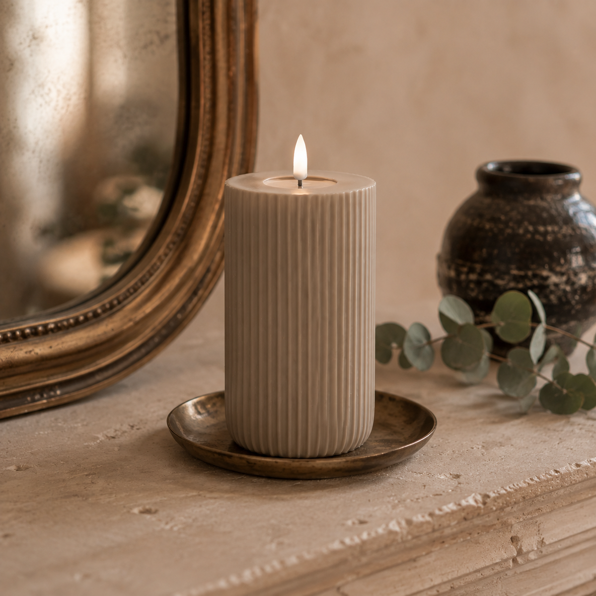 LED Shape Stripe Candle Sand 15cm