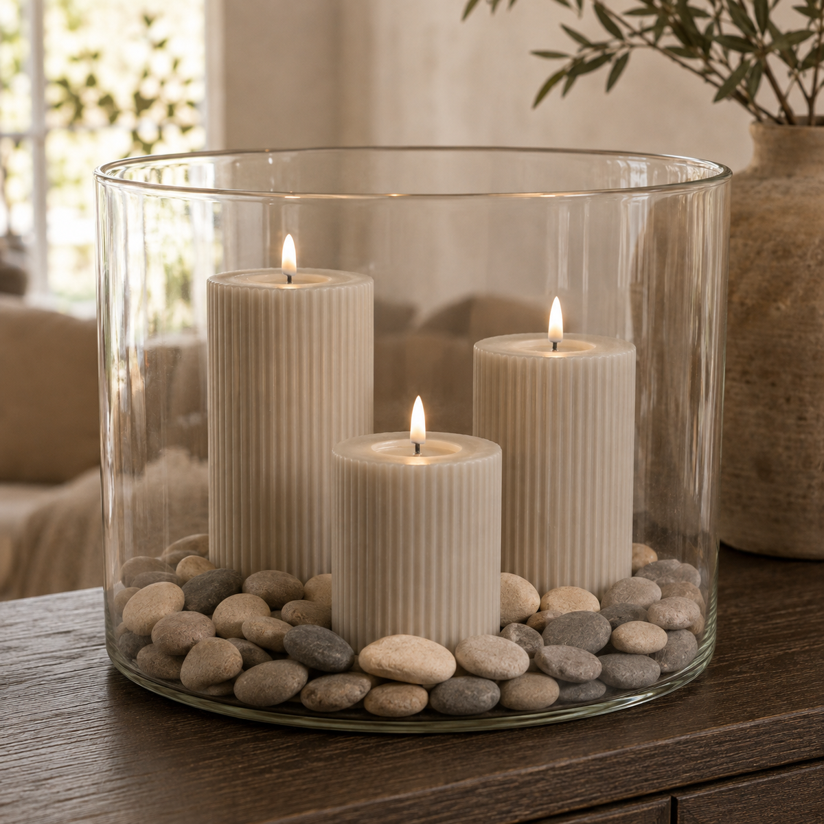 LED Shape Stripe Candle Sand 12.5cm