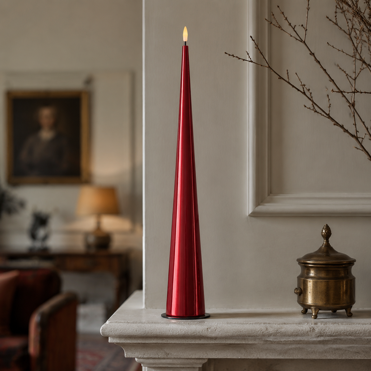 LED Cone Candle Bordeaux 38cm
