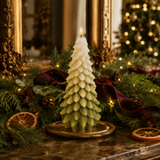 LED Christmas Tree Candle White & Green 18cm