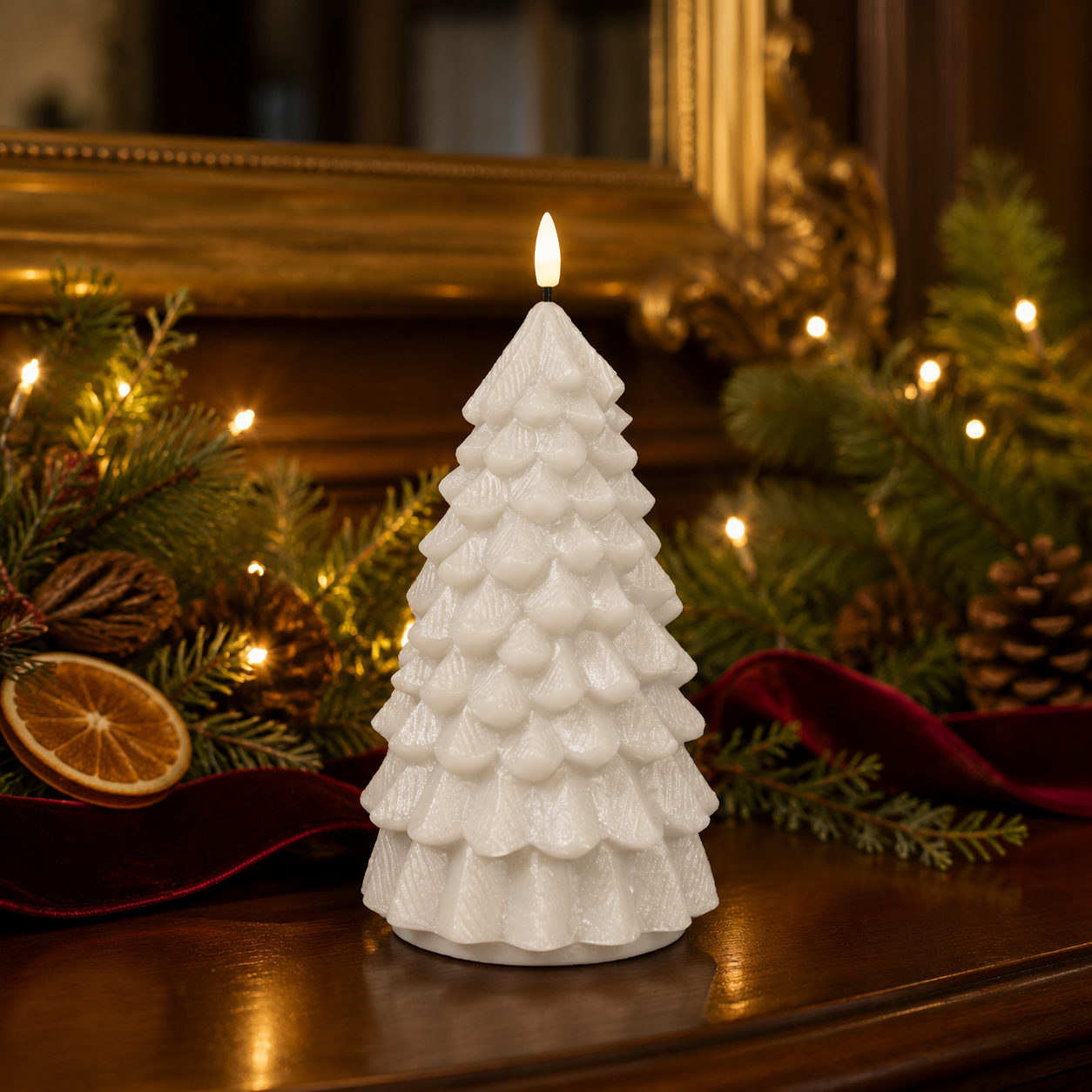 LED Christmas Tree Candle White 18cm