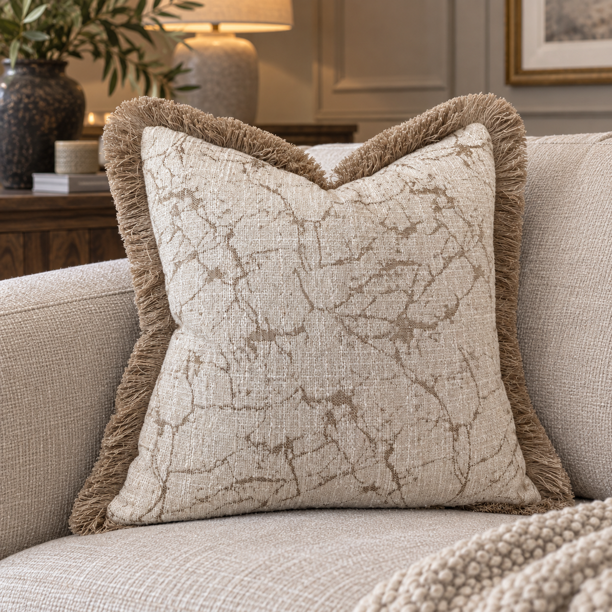 Sable Natural & Gold  45 x 45  Cushion