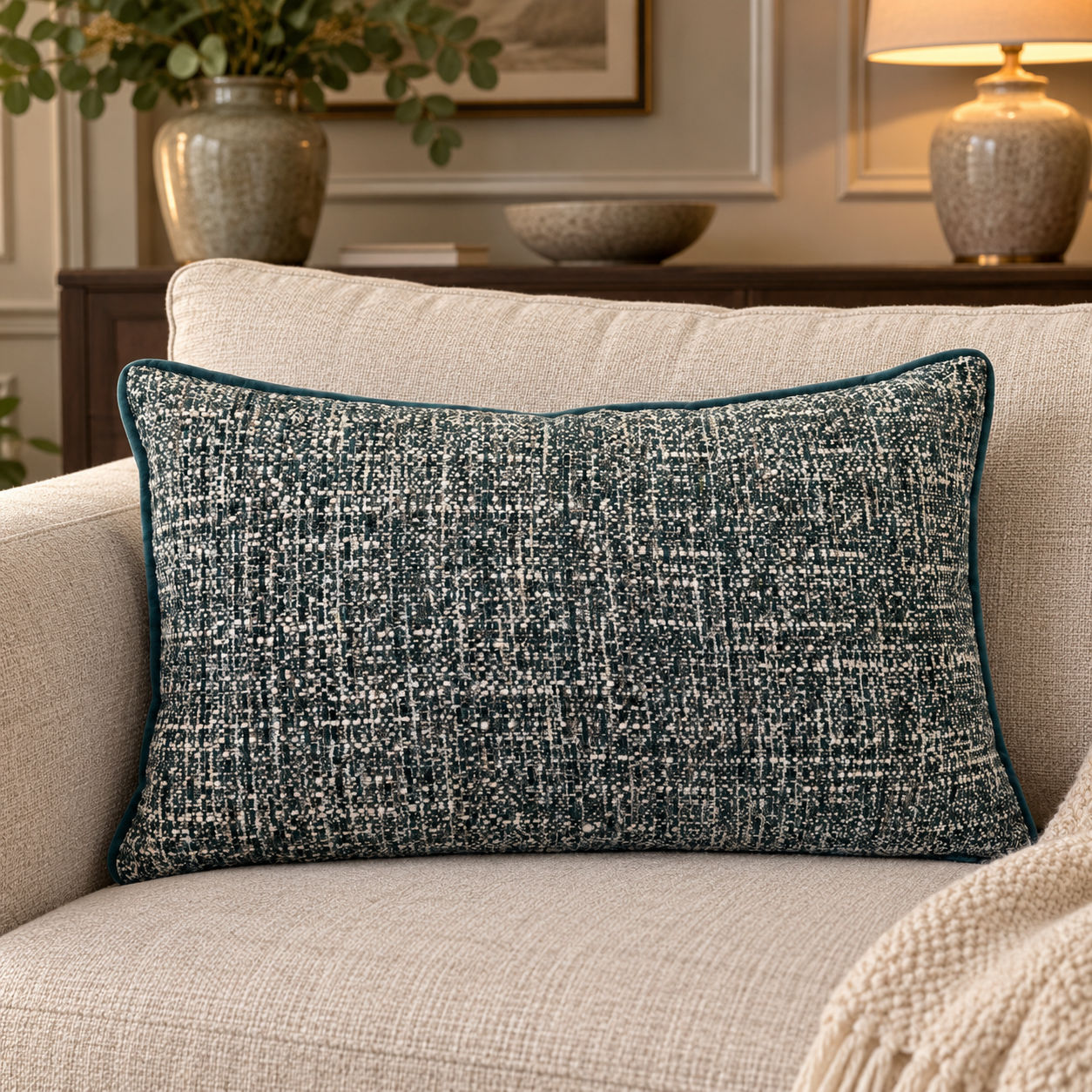 Beckett Teal 35 x50 Cushion