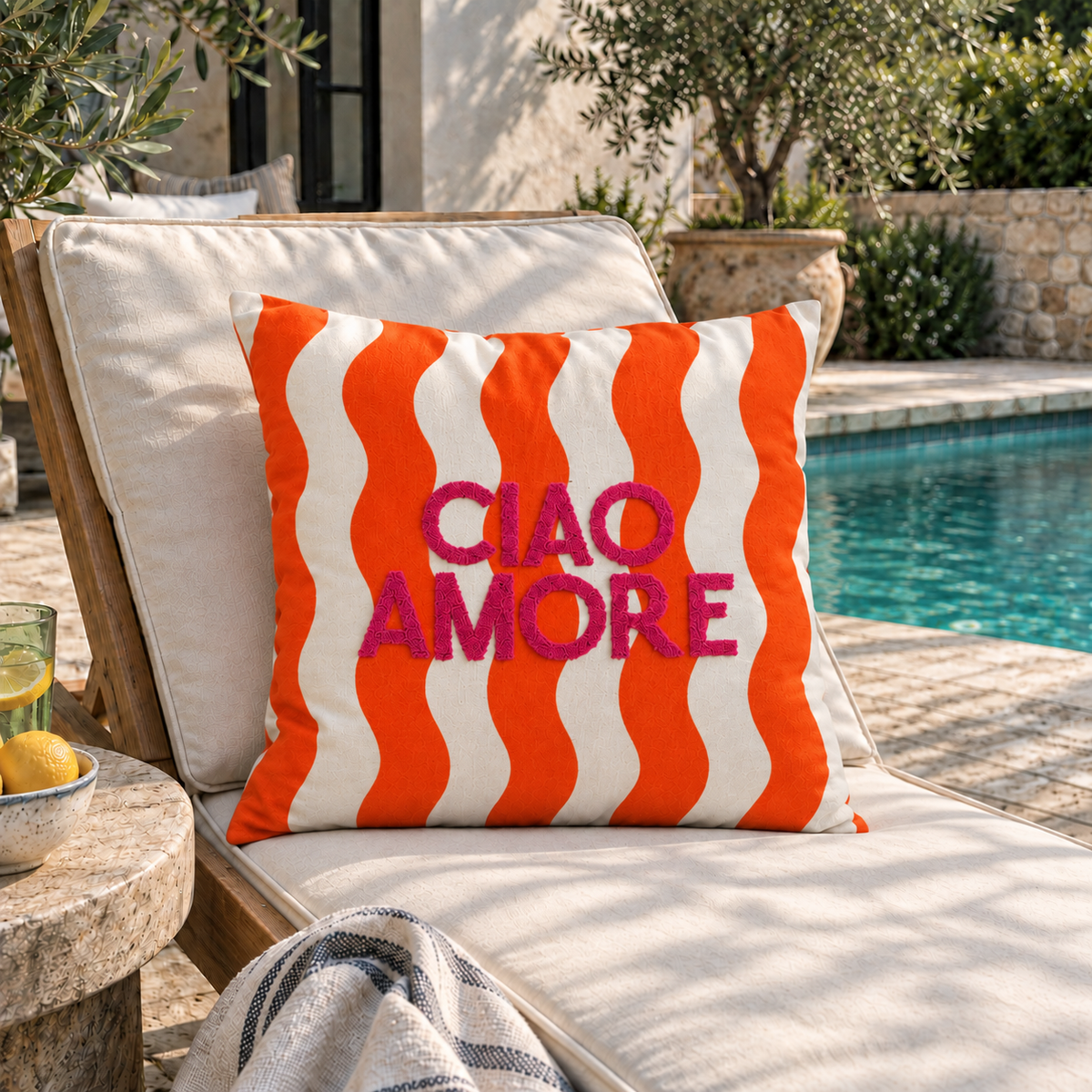 Ciao Amore Orange Wave Cushion