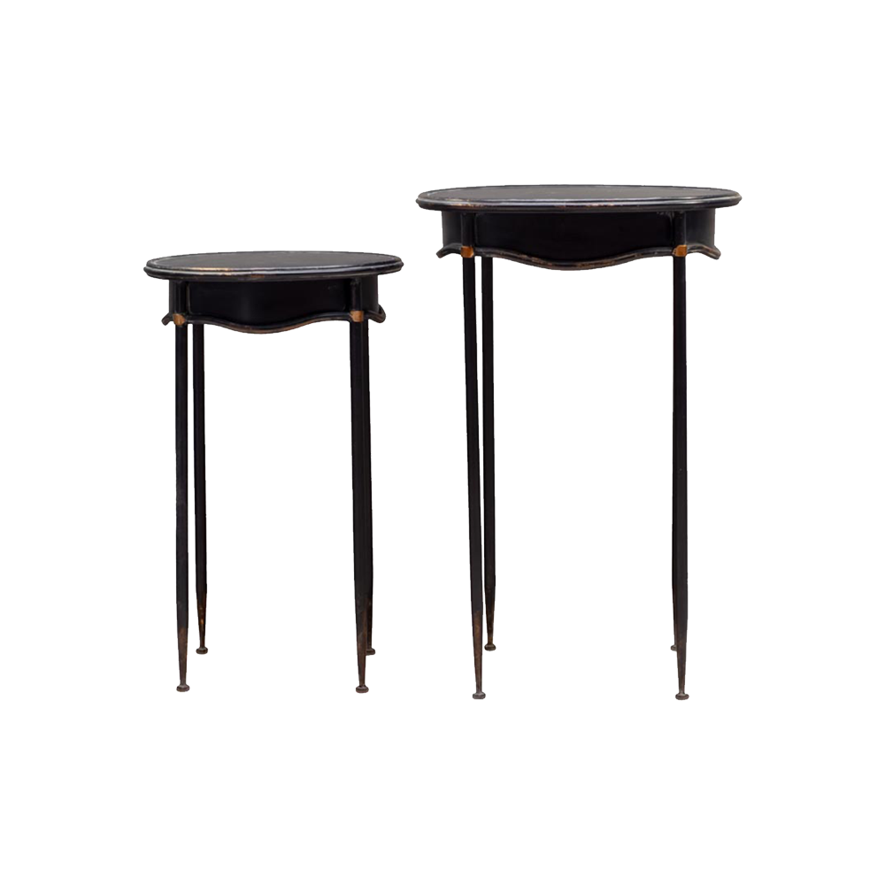 Set of 2 Antique Black Side Tables