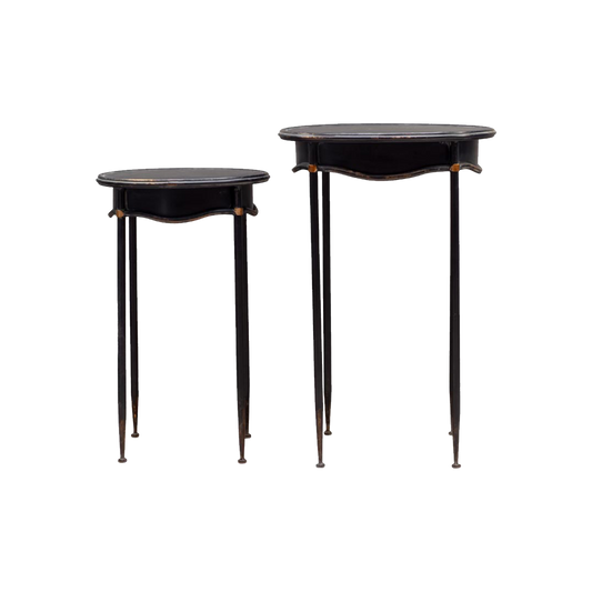 Set of 2 Antique Black Side Tables
