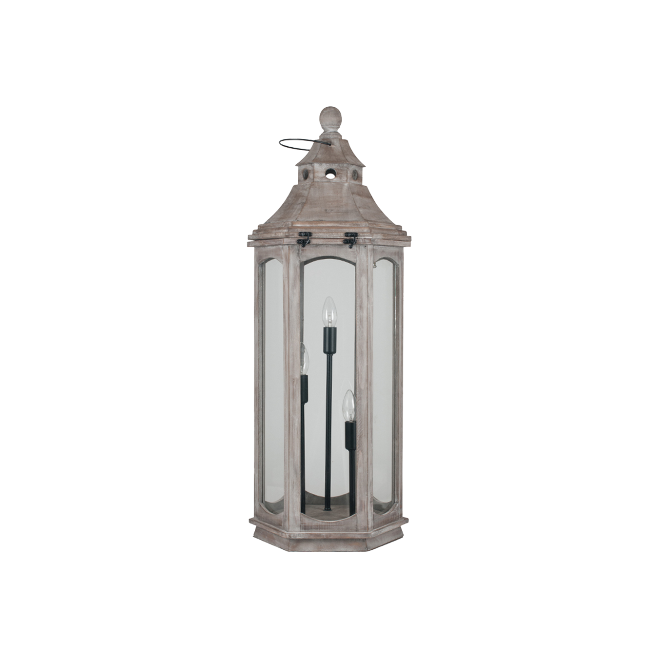 Grey Antique Wood Lantern Lamp