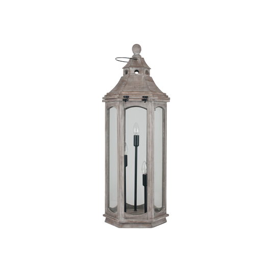 Grey Antique Wood Lantern Lamp
