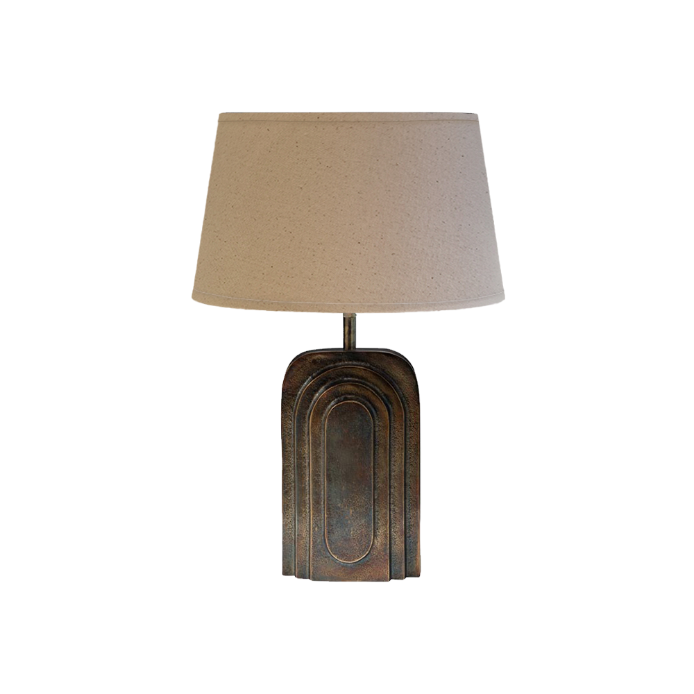 Art Deco Table Lamp & Cream Shade