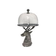Stag Head Cake Plate and Glass Dome