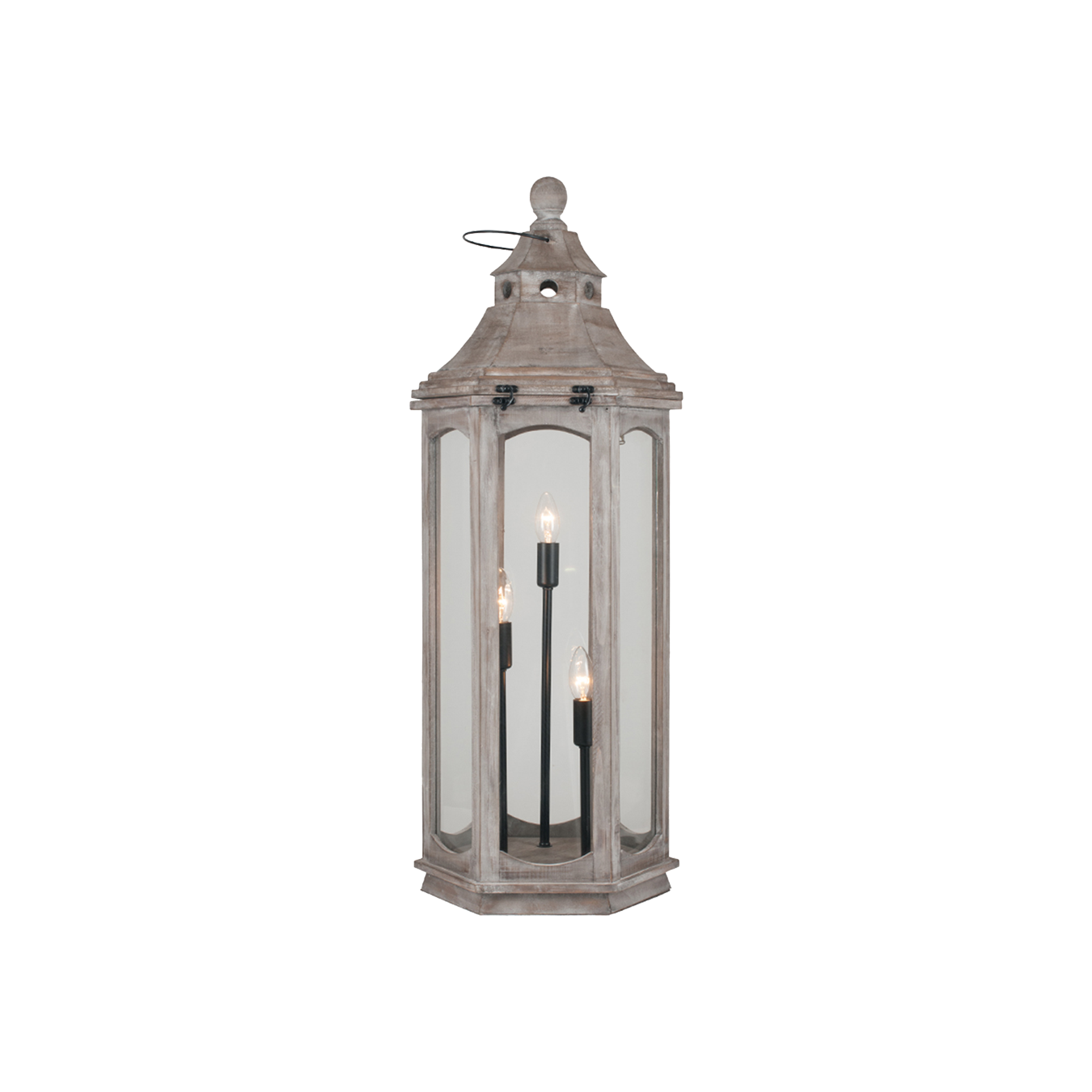 Grey Antique Wood Lantern Lamp