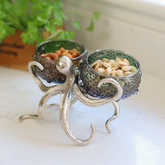 Octopus Holder with 2 Small Glass Bowls