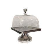 Square Cake Plate and Glass Dome