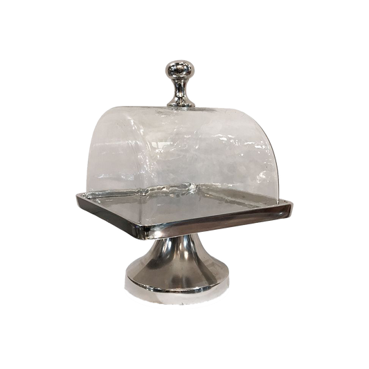 Square Cake Plate and Glass Dome