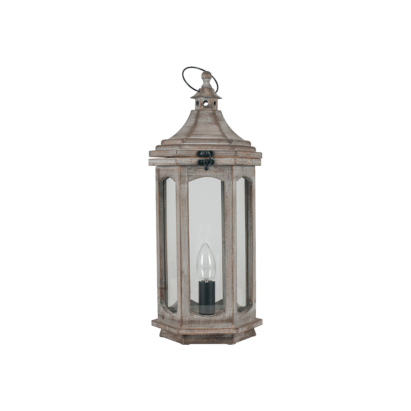 Grey Antique Wood Lantern Lamp
