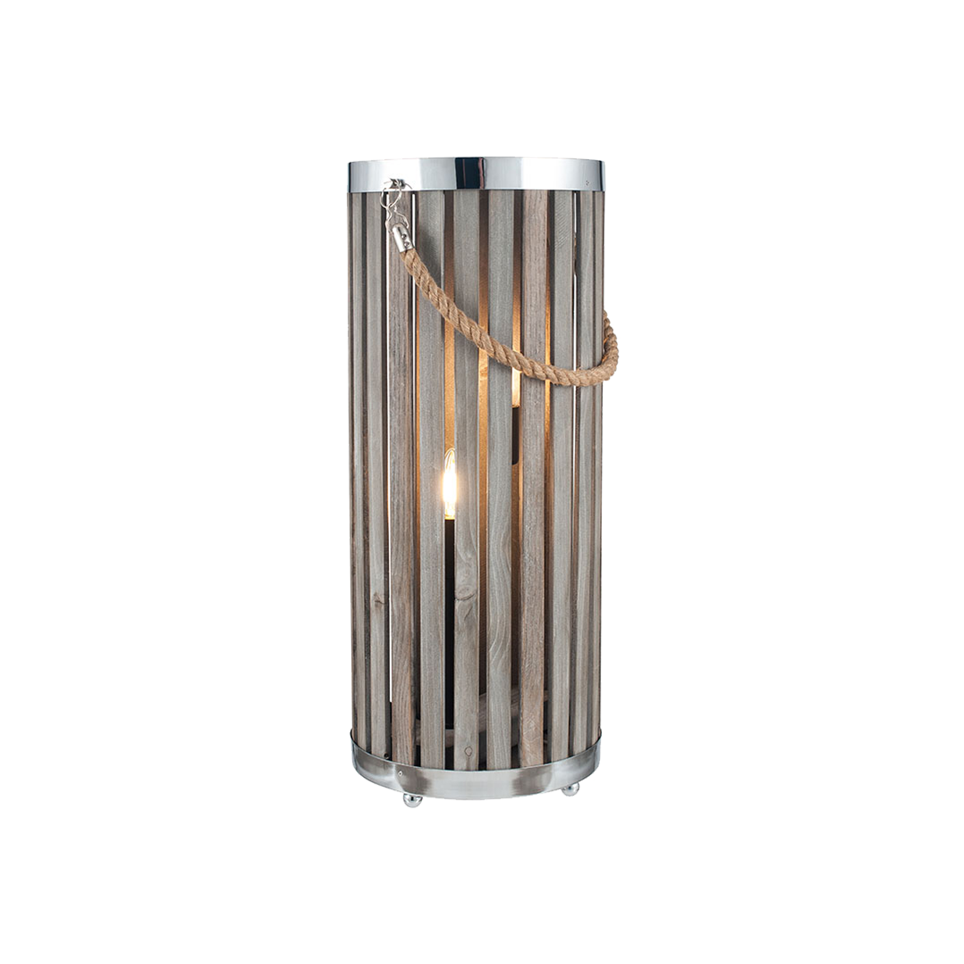Grey Wash Wood Lantern Lamp