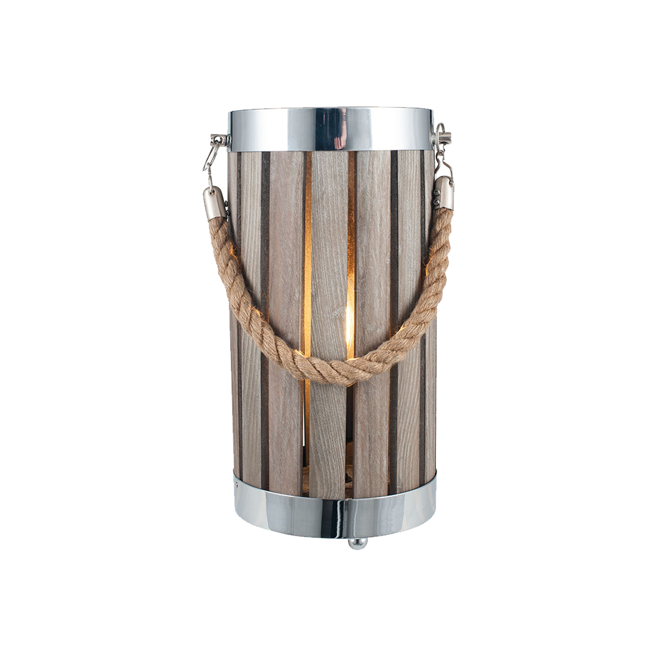 Grey Wash Wood Lantern Lamp