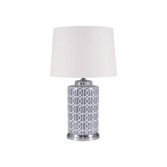 Grey and White Geo Pattern Table Lamp