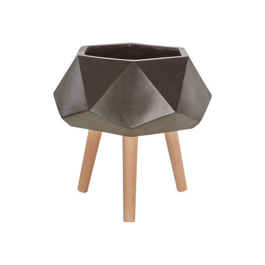 Darnell Small Black Multi Faceted Planter