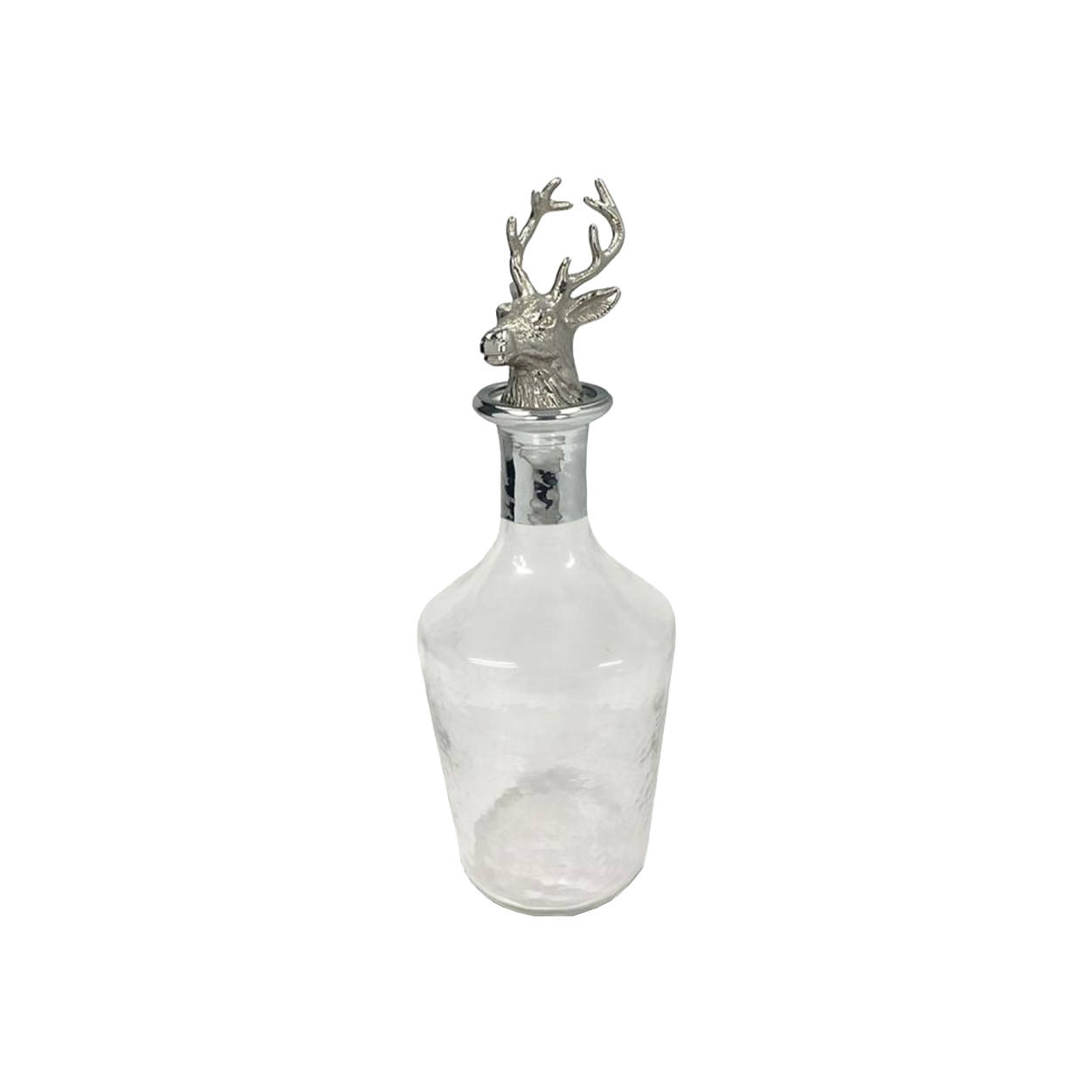 Glass Bell Decanter with Silver neck and Nickel Stag Stopper