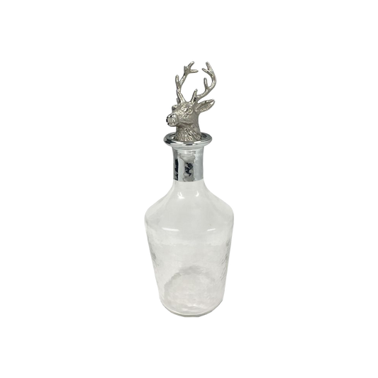 Glass Bell Decanter with Silver neck and Nickel Stag Stopper