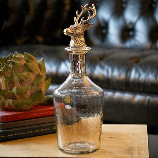 Glass Bell Decanter with Silver neck and Nickel Stag Stopper