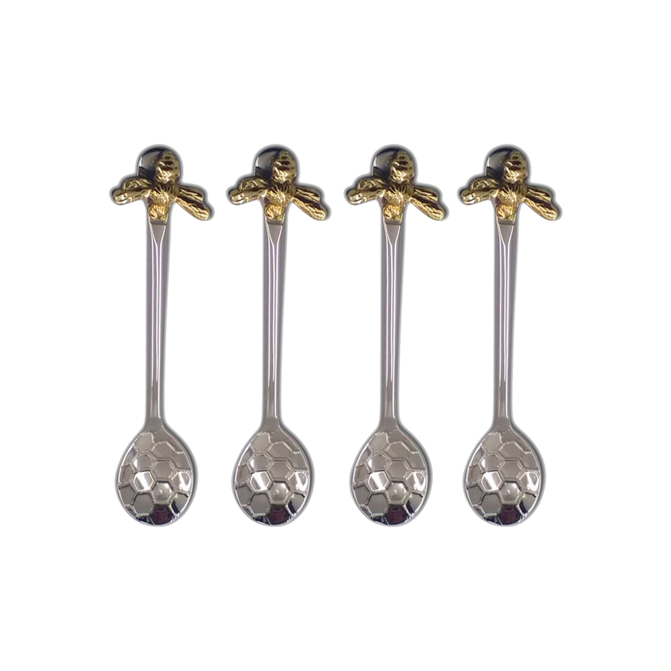 Set of 4 Honeycomb Bee Coffee Spoons