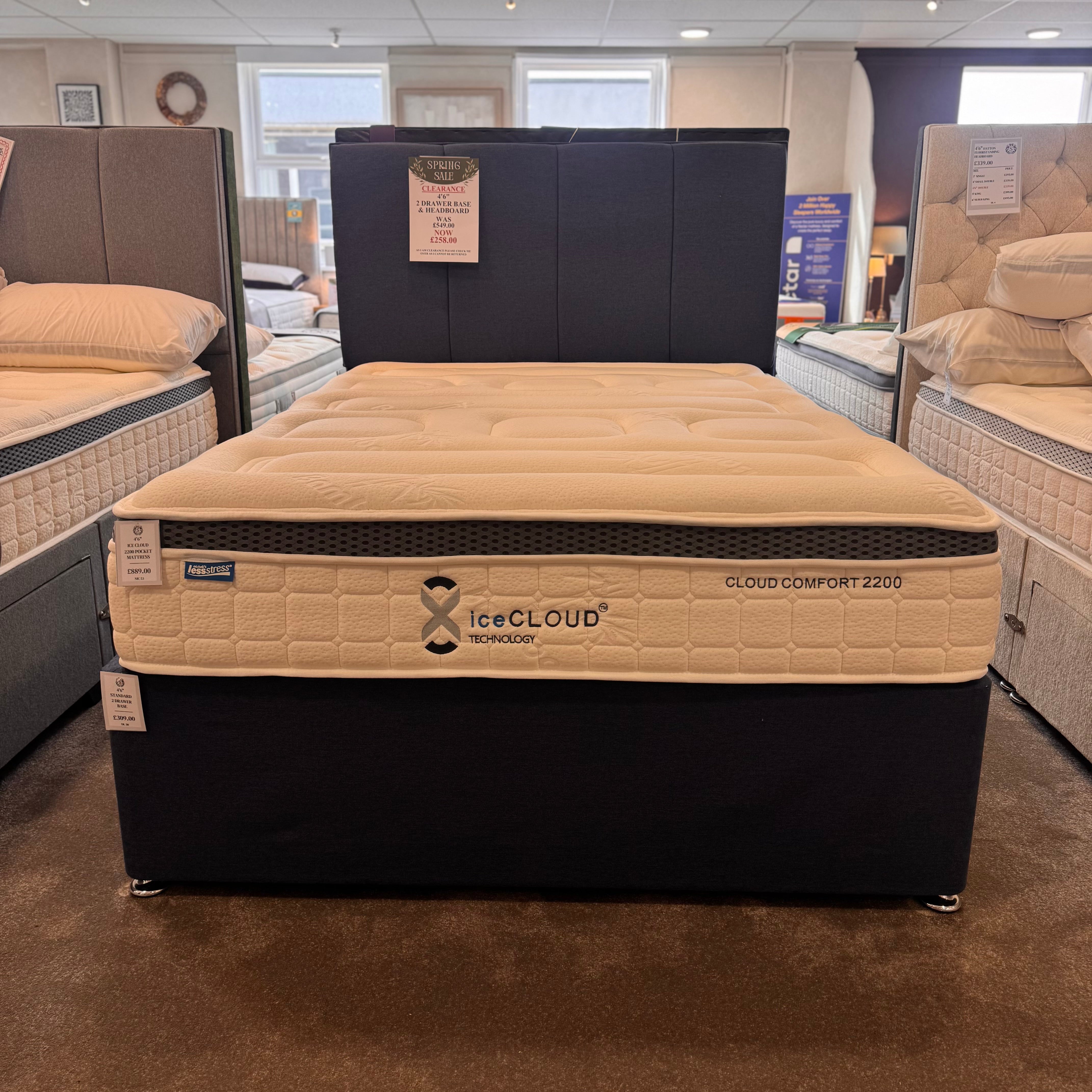 4'6" Headboard & 2 Drawer Base