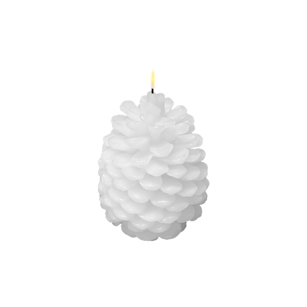 LED Christmas Pinecone Candle White 10x13cm